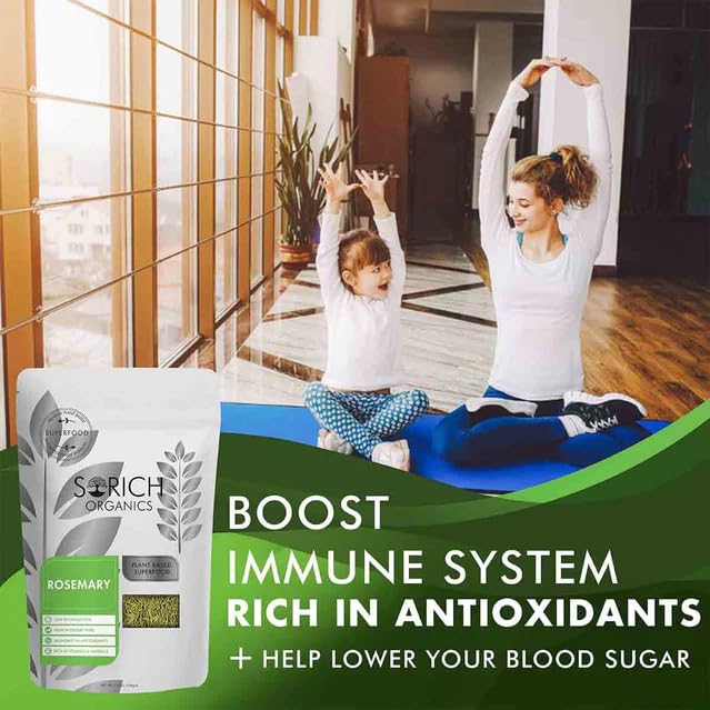 Sorich Organics Rosemary Leaves 100 Gram for Hair Growth and Seasoning Food and Herbal Rosemary Tea | Packed Clean, No Dust| High in Antioxidants | Improve Memory | Protect Vision | Lower Blood Sugar