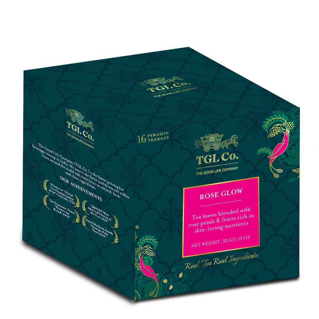 TGL Co. Rose Glow Black Tea (16 Tea Bags) | Radiant Skin & Hair | Rich in Antioxidants | Anti-Aging Benefits | Nourishes & Revitalizes | Floral & Refreshing Flavor