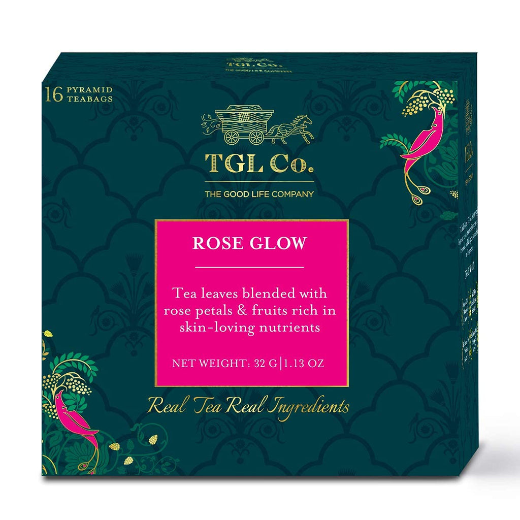 TGL Co. Rose Glow Black Tea (16 Tea Bags) | Radiant Skin & Hair | Rich in Antioxidants | Anti-Aging Benefits | Nourishes & Revitalizes | Floral & Refreshing Flavor