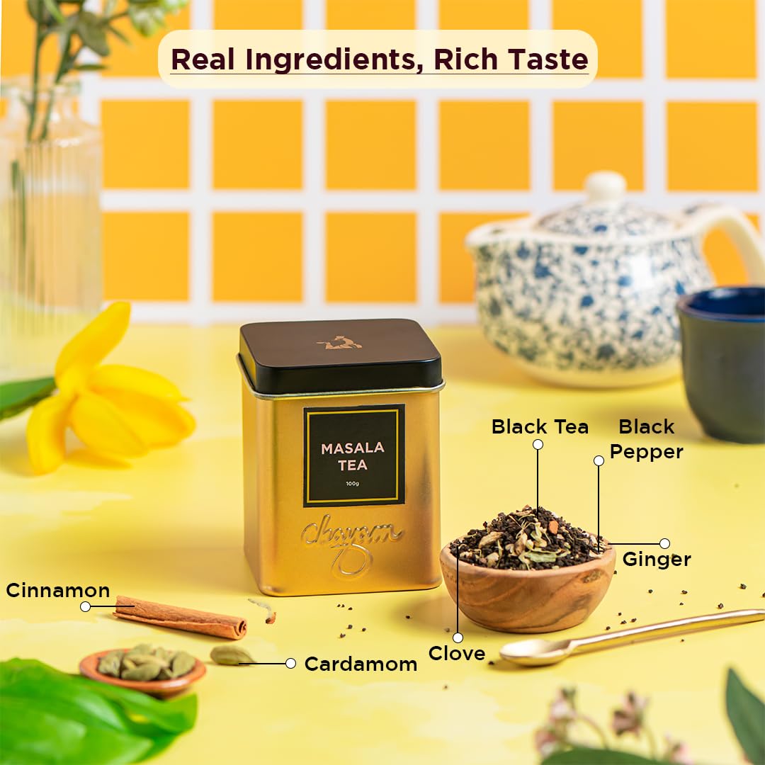 CHAYAM Kashmiri Kahwa Green Tea | 50g Loose Green Tea with Natural Saffron Flavour & Real Cardamom, Cinnamon, Cloves, Almond & Rose Petals | Boosts Immunity & Digestion | Authentic Kashmiri Chai