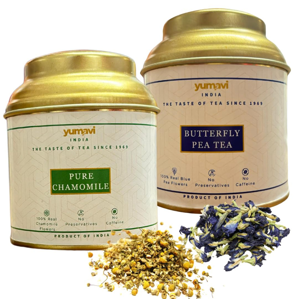 Yumavi Chamomile and Butterfly Pea Tea - 30 gm x 2 || No Harmful PET Jars or Plastic || Natural Antioxidant Tisanes || Immunity Booster & Stress Reliever || No Caffeine Herbal Tea