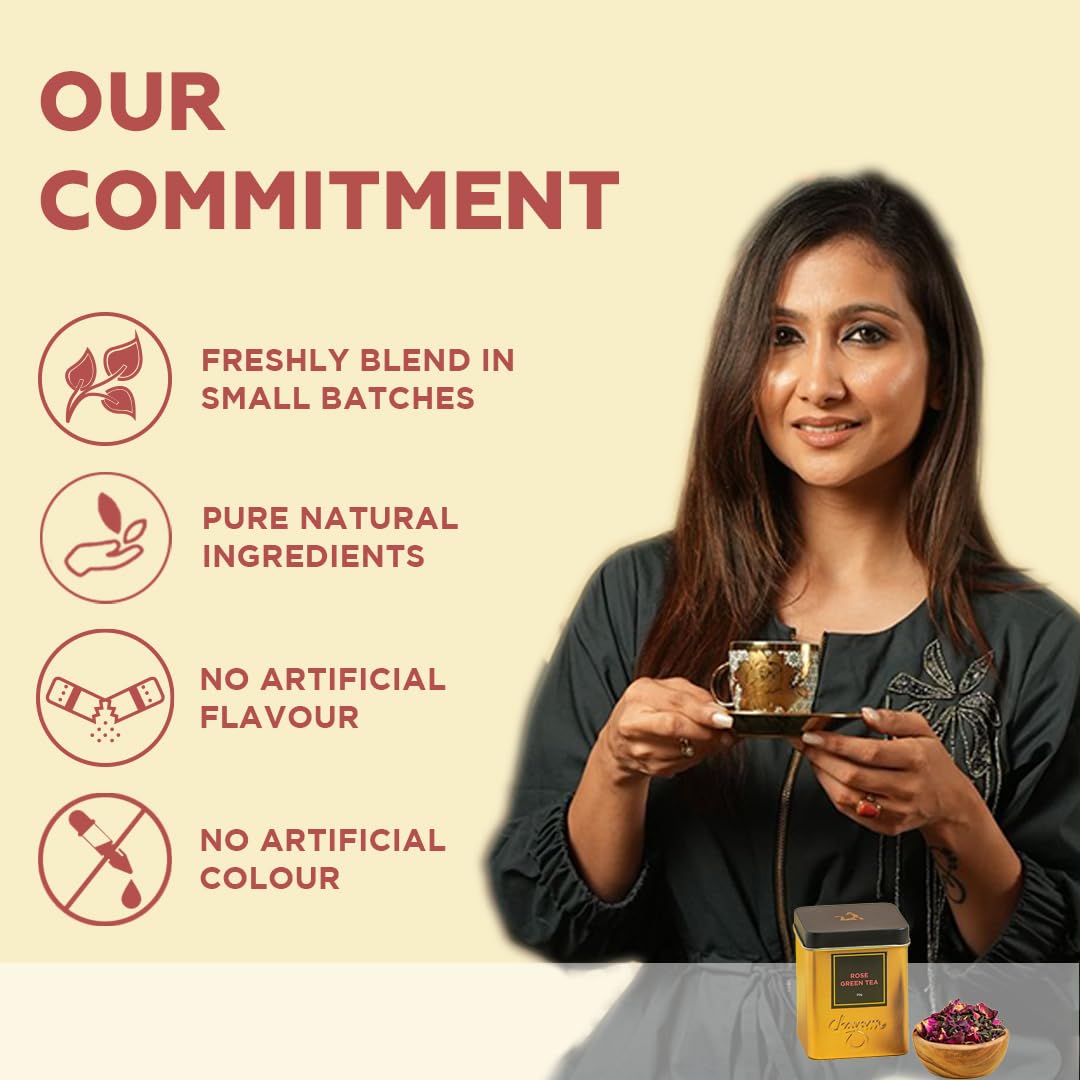 CHAYAM Kashmiri Kahwa Green Tea | 50g Loose Green Tea with Natural Saffron Flavour & Real Cardamom, Cinnamon, Cloves, Almond & Rose Petals | Boosts Immunity & Digestion | Authentic Kashmiri Chai