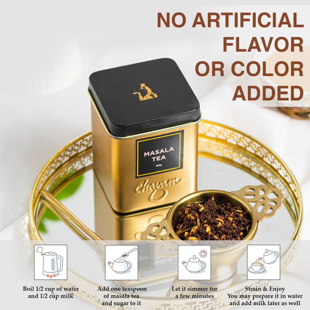 CHAYAM Kashmiri Kahwa Green Tea | 50g Loose Green Tea with Natural Saffron Flavour & Real Cardamom, Cinnamon, Cloves, Almond & Rose Petals | Boosts Immunity & Digestion | Authentic Kashmiri Chai