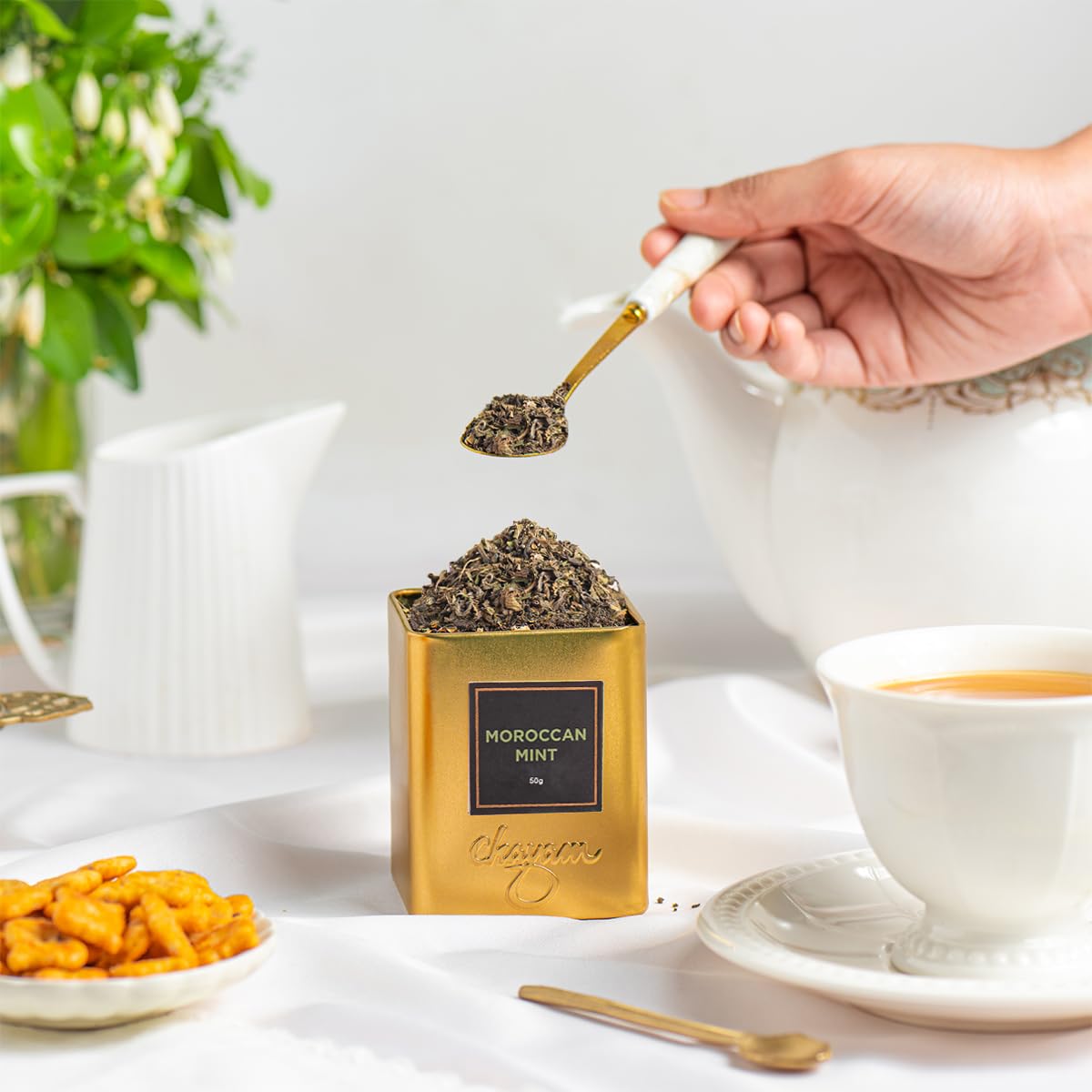 CHAYAM Kashmiri Kahwa Green Tea | 50g Loose Green Tea with Natural Saffron Flavour & Real Cardamom, Cinnamon, Cloves, Almond & Rose Petals | Boosts Immunity & Digestion | Authentic Kashmiri Chai
