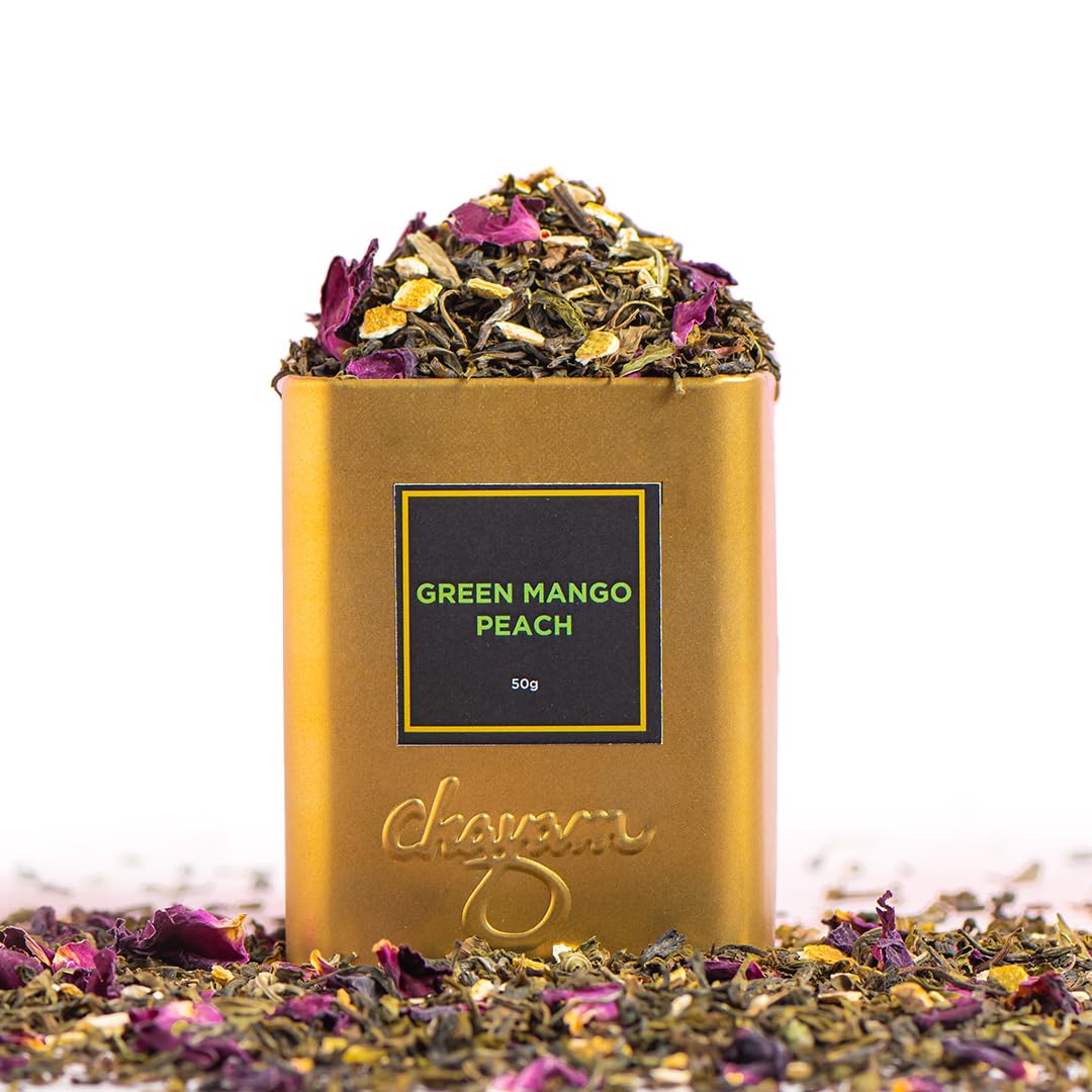 CHAYAM Kashmiri Kahwa Green Tea | 50g Loose Green Tea with Natural Saffron Flavour & Real Cardamom, Cinnamon, Cloves, Almond & Rose Petals | Boosts Immunity & Digestion | Authentic Kashmiri Chai