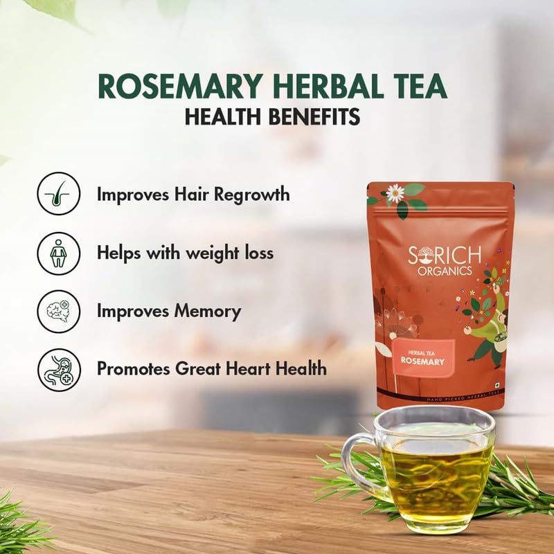 Sorich Organics Rosemary Leaves 100 Gram for Hair Growth and Seasoning Food and Herbal Rosemary Tea | Packed Clean, No Dust| High in Antioxidants | Improve Memory | Protect Vision | Lower Blood Sugar