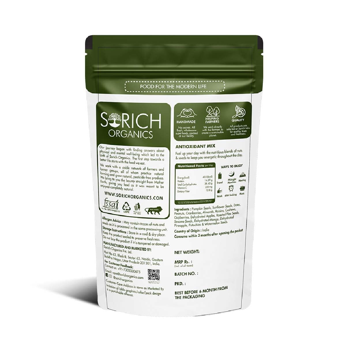Sorich Organics 6-in-1 Seed Mix 900gm | Healthy Snacks | Mixed Seeds for Eating | Hair Growth | Immunity Booster | High Protein & Fibre | Gluten-Free Diet Food