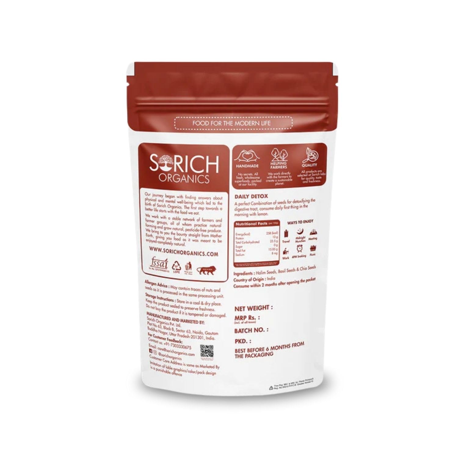 Sorich Organics 6-in-1 Seed Mix 900gm | Healthy Snacks | Mixed Seeds for Eating | Hair Growth | Immunity Booster | High Protein & Fibre | Gluten-Free Diet Food