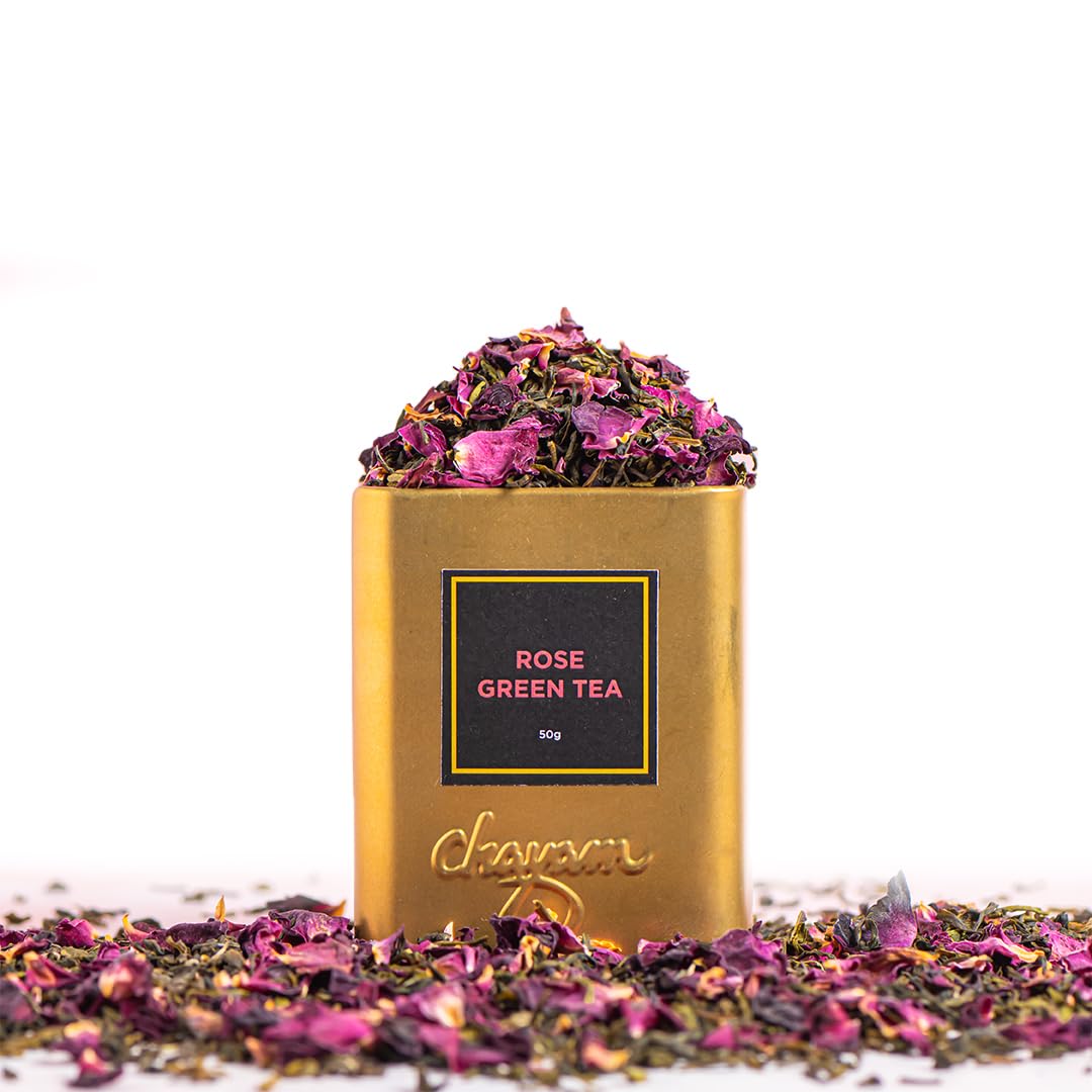 CHAYAM Kashmiri Kahwa Green Tea | 50g Loose Green Tea with Natural Saffron Flavour & Real Cardamom, Cinnamon, Cloves, Almond & Rose Petals | Boosts Immunity & Digestion | Authentic Kashmiri Chai