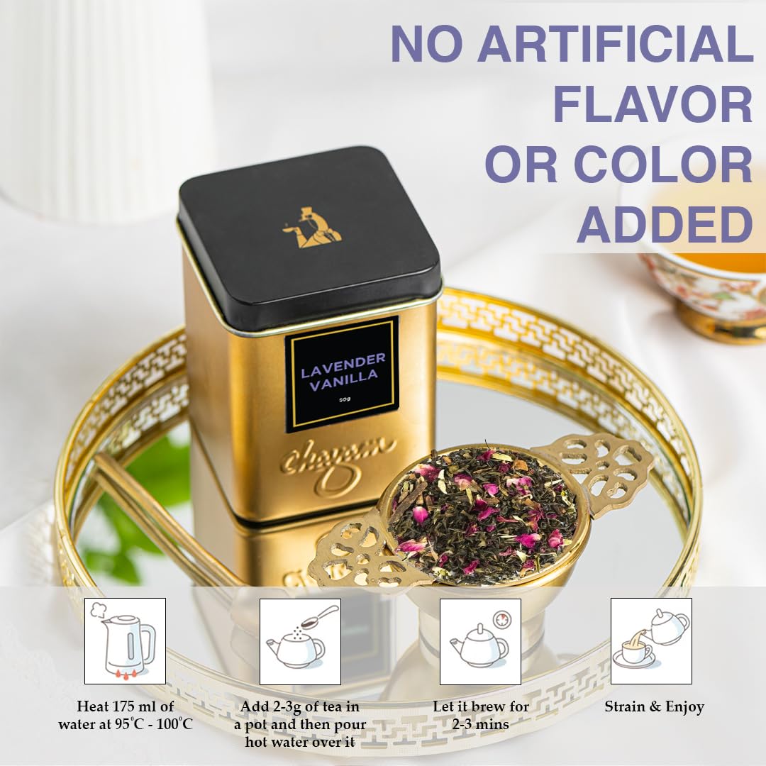 CHAYAM Kashmiri Kahwa Green Tea | 50g Loose Green Tea with Natural Saffron Flavour & Real Cardamom, Cinnamon, Cloves, Almond & Rose Petals | Boosts Immunity & Digestion | Authentic Kashmiri Chai