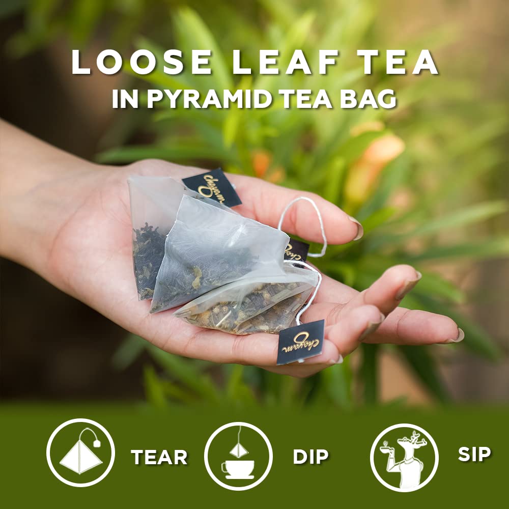 CHAYAM Kashmiri Kahwa Green Tea | 50g Loose Green Tea with Natural Saffron Flavour & Real Cardamom, Cinnamon, Cloves, Almond & Rose Petals | Boosts Immunity & Digestion | Authentic Kashmiri Chai