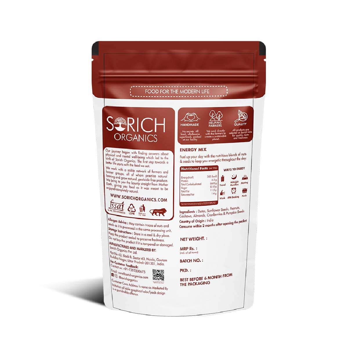 Sorich Organics 6-in-1 Seed Mix 900gm | Healthy Snacks | Mixed Seeds for Eating | Hair Growth | Immunity Booster | High Protein & Fibre | Gluten-Free Diet Food