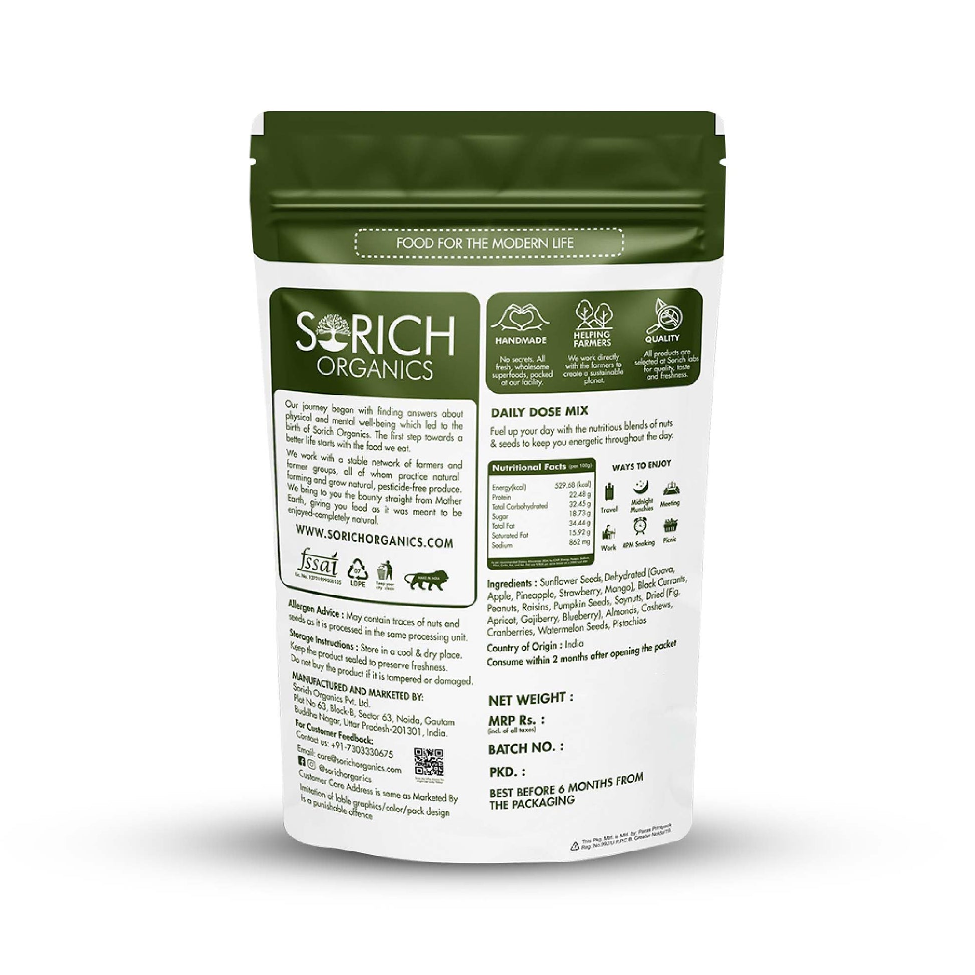 Sorich Organics 6-in-1 Seed Mix 900gm | Healthy Snacks | Mixed Seeds for Eating | Hair Growth | Immunity Booster | High Protein & Fibre | Gluten-Free Diet Food