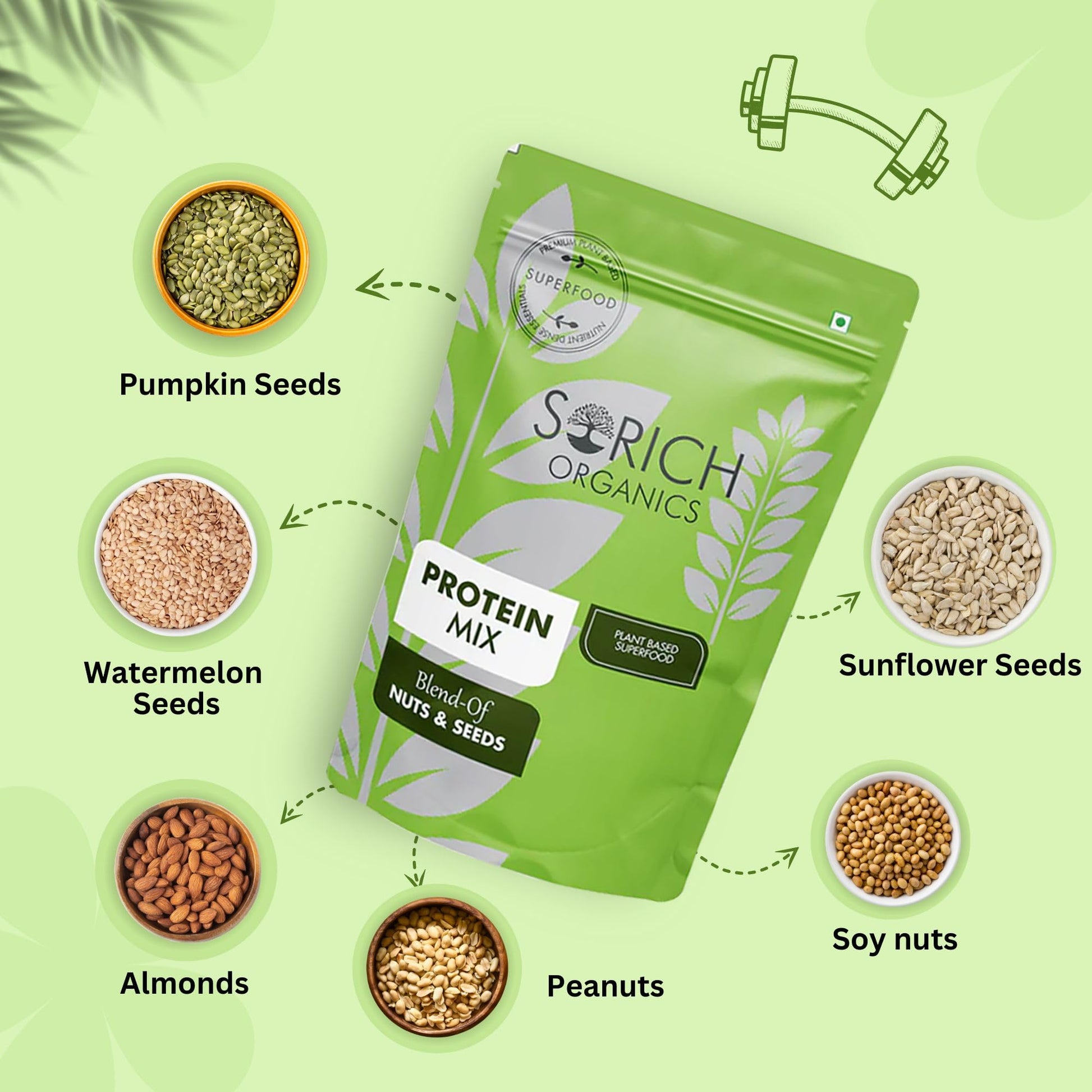 Sorich Organics 6-in-1 Seed Mix 900gm | Healthy Snacks | Mixed Seeds for Eating | Hair Growth | Immunity Booster | High Protein & Fibre | Gluten-Free Diet Food