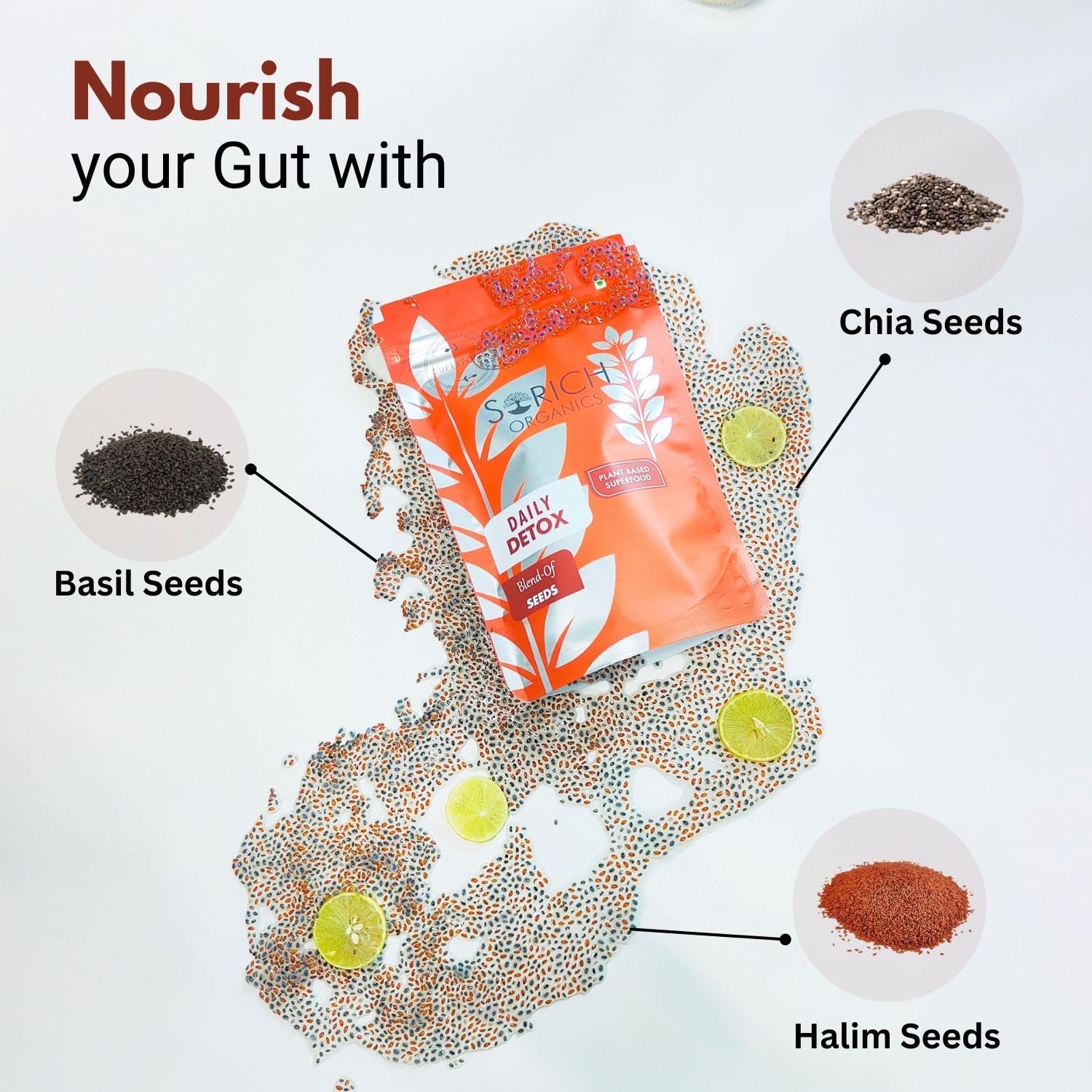 Sorich Organics 6-in-1 Seed Mix 900gm | Healthy Snacks | Mixed Seeds for Eating | Hair Growth | Immunity Booster | High Protein & Fibre | Gluten-Free Diet Food