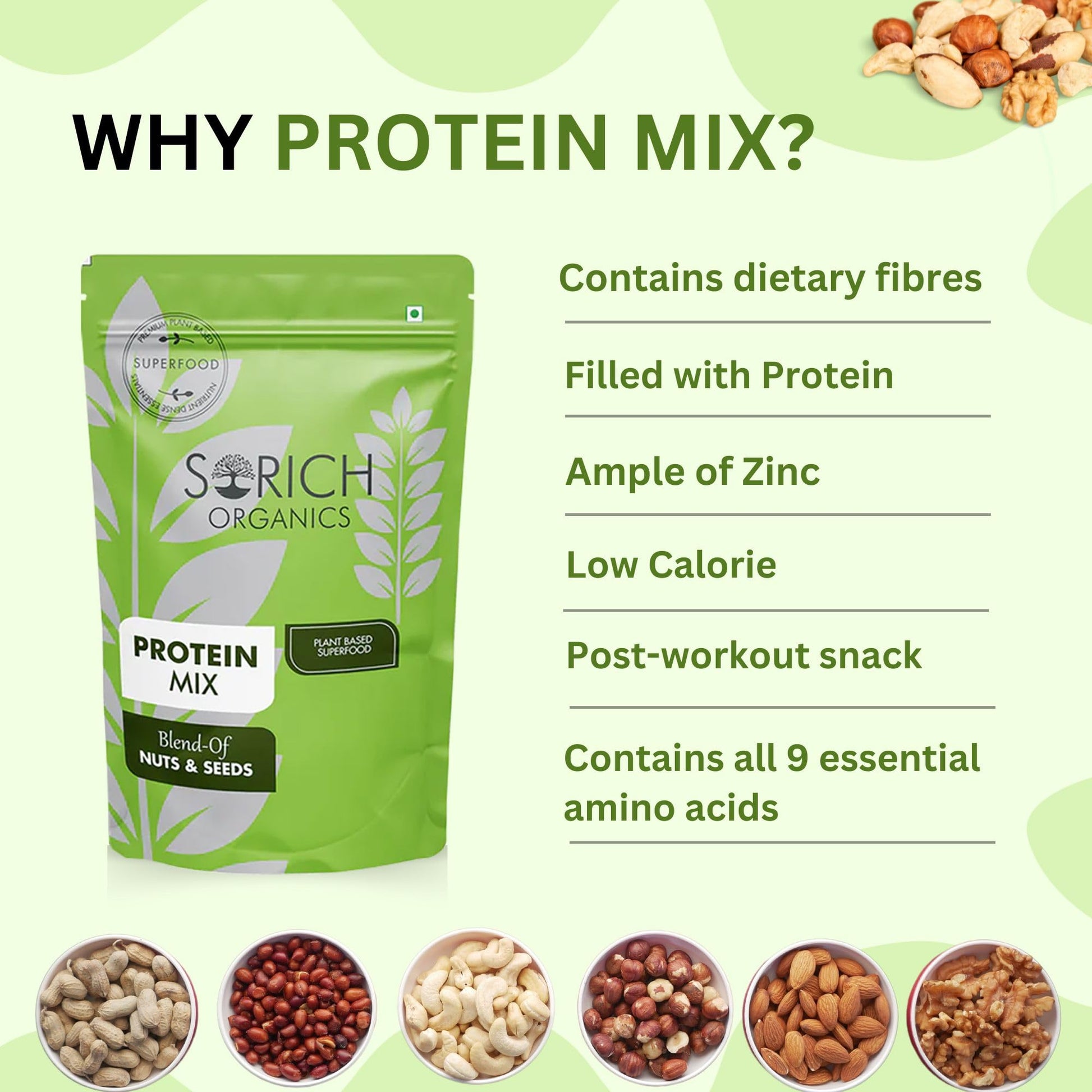 Sorich Organics 6-in-1 Seed Mix 900gm | Healthy Snacks | Mixed Seeds for Eating | Hair Growth | Immunity Booster | High Protein & Fibre | Gluten-Free Diet Food