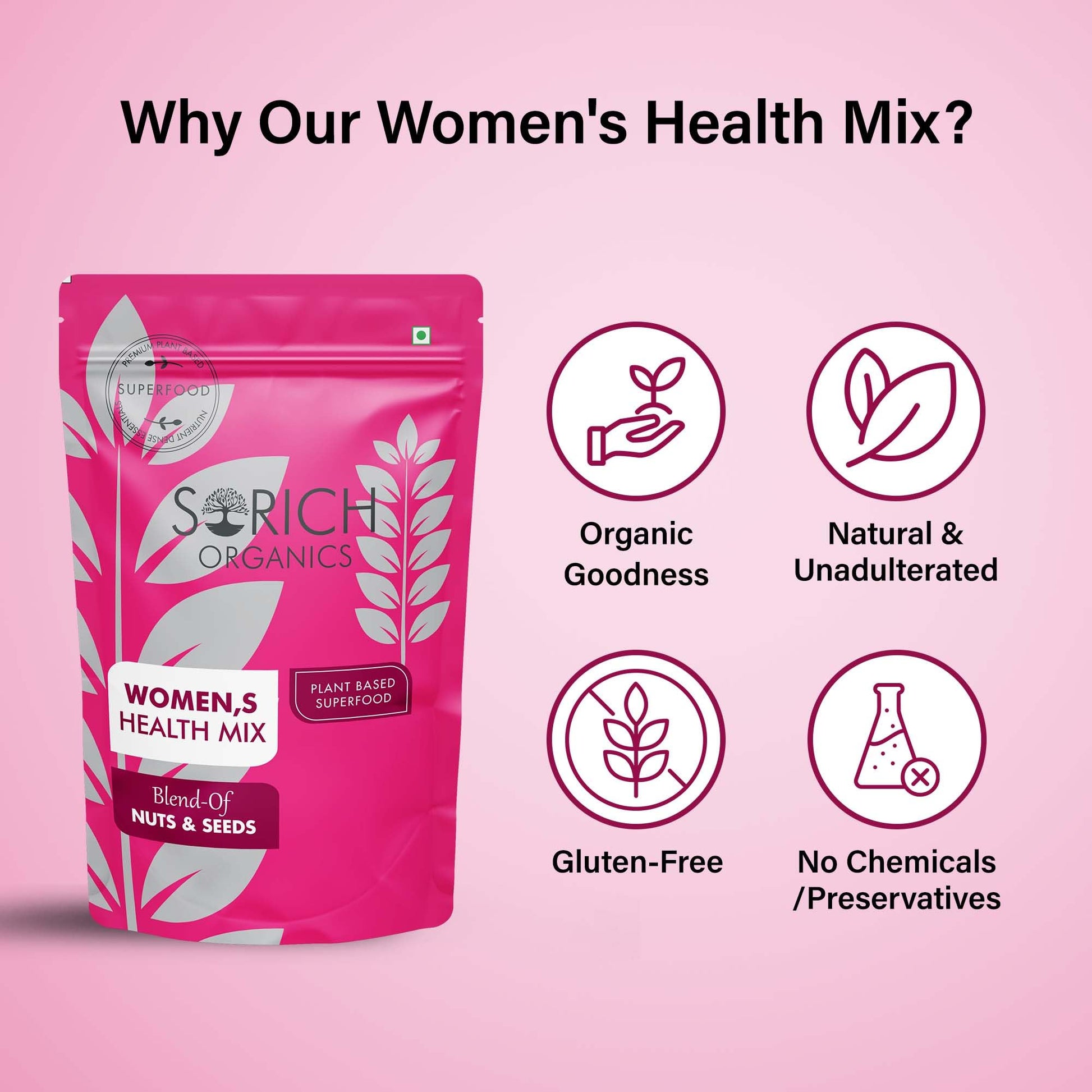 Sorich Organics 6-in-1 Seed Mix 900gm | Healthy Snacks | Mixed Seeds for Eating | Hair Growth | Immunity Booster | High Protein & Fibre | Gluten-Free Diet Food