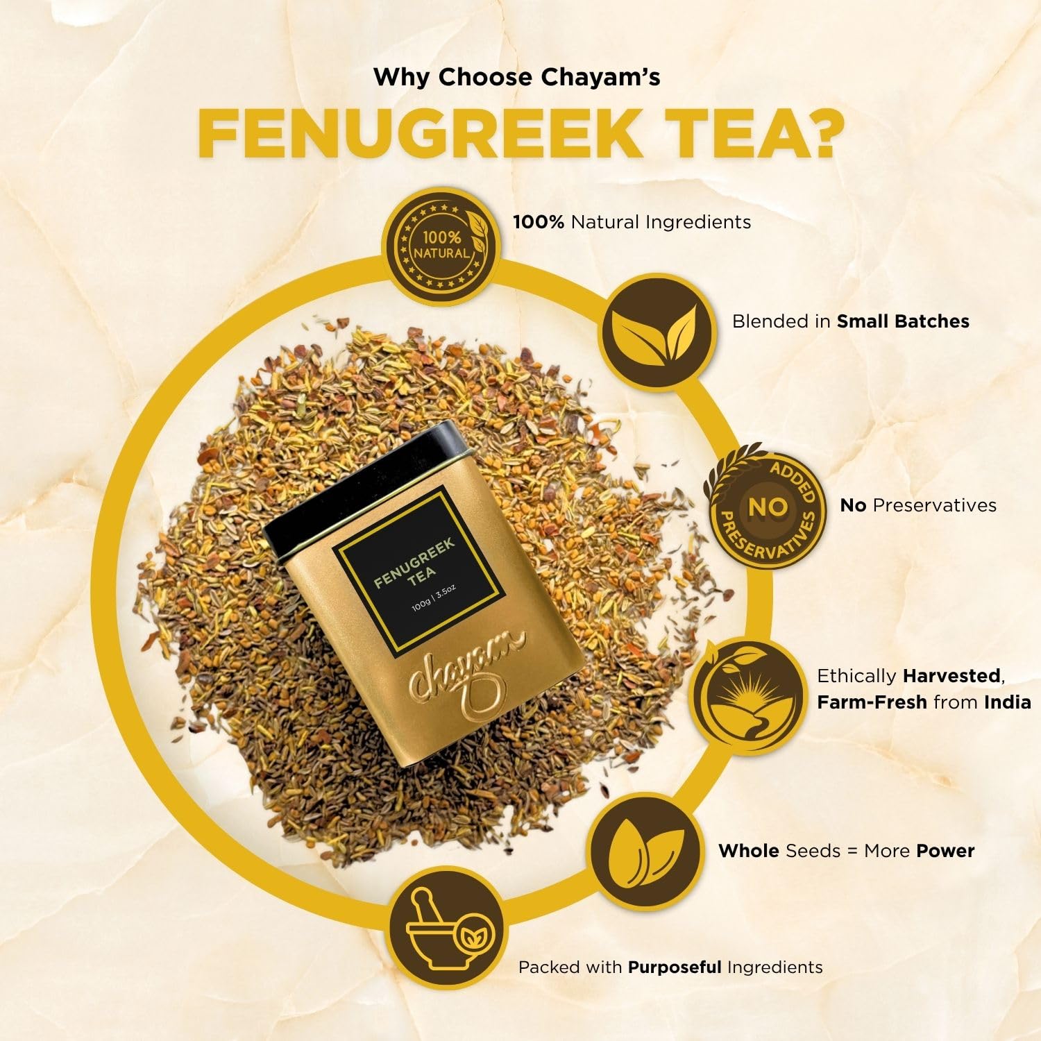 CHAYAM Kashmiri Kahwa Green Tea | 50g Loose Green Tea with Natural Saffron Flavour & Real Cardamom, Cinnamon, Cloves, Almond & Rose Petals | Boosts Immunity & Digestion | Authentic Kashmiri Chai