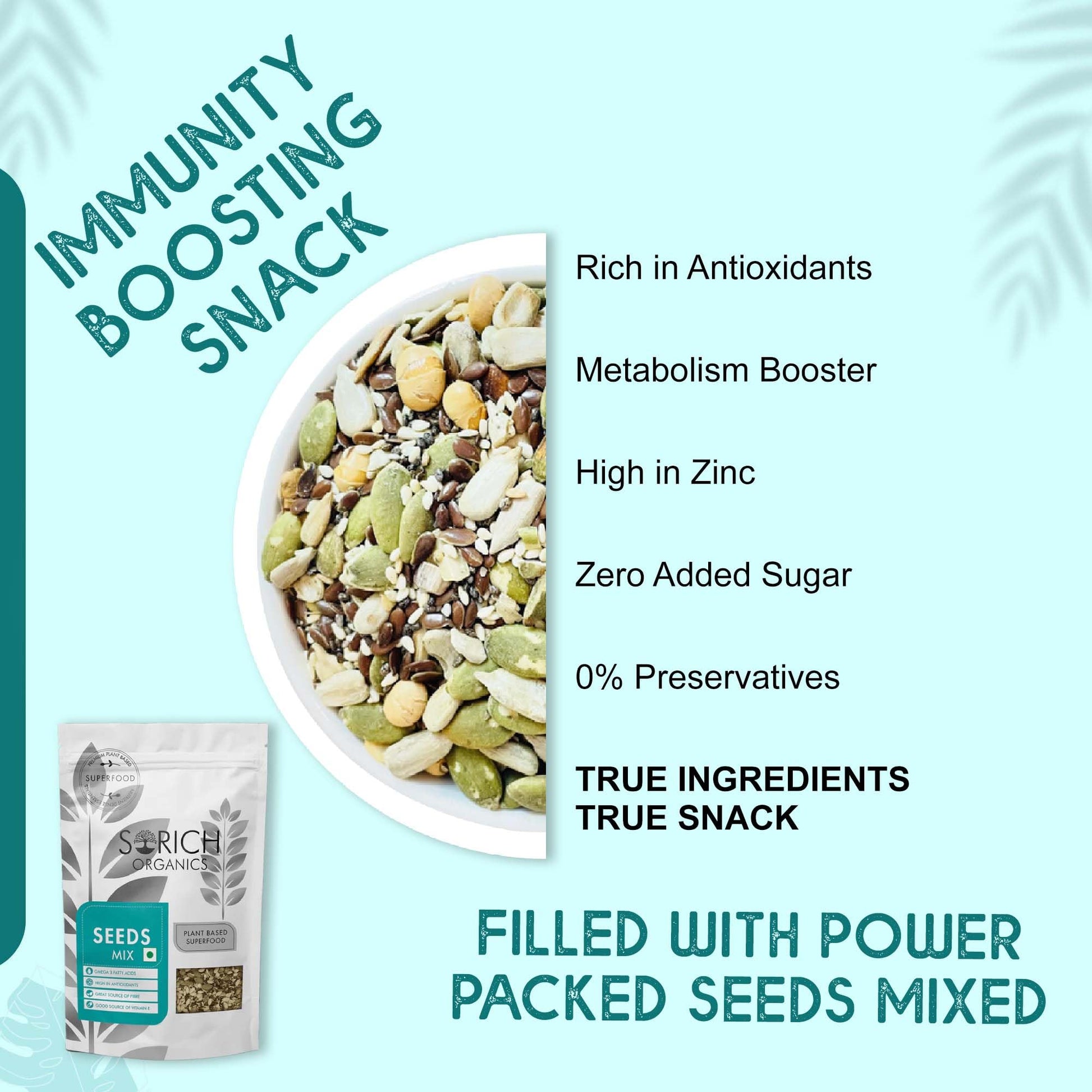 Sorich Organics 6-in-1 Seed Mix 900gm | Healthy Snacks | Mixed Seeds for Eating | Hair Growth | Immunity Booster | High Protein & Fibre | Gluten-Free Diet Food