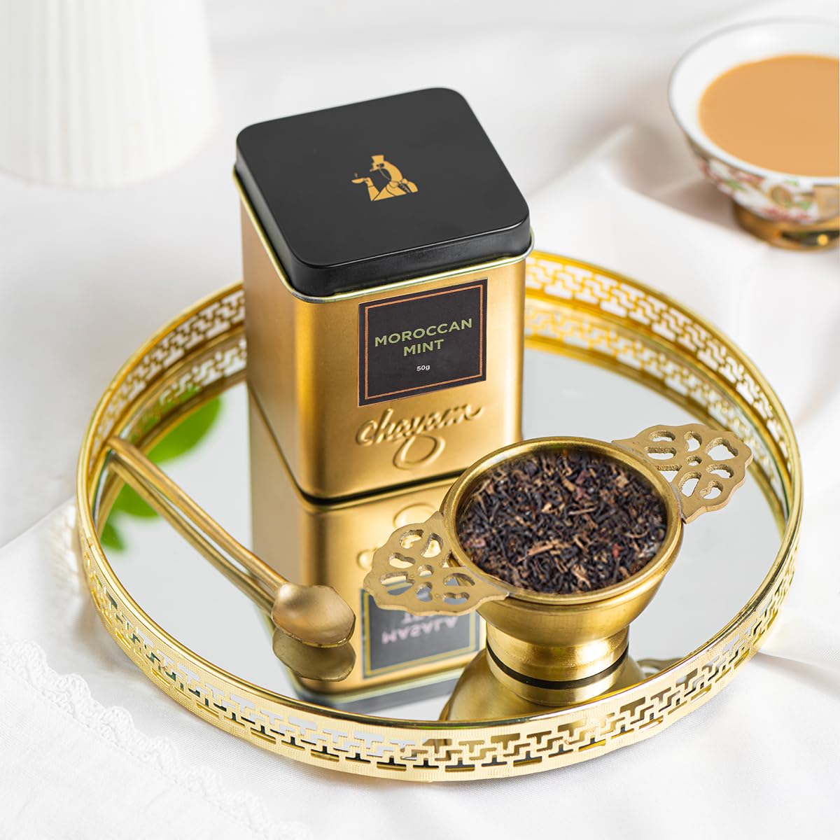 CHAYAM Kashmiri Kahwa Green Tea | 50g Loose Green Tea with Natural Saffron Flavour & Real Cardamom, Cinnamon, Cloves, Almond & Rose Petals | Boosts Immunity & Digestion | Authentic Kashmiri Chai