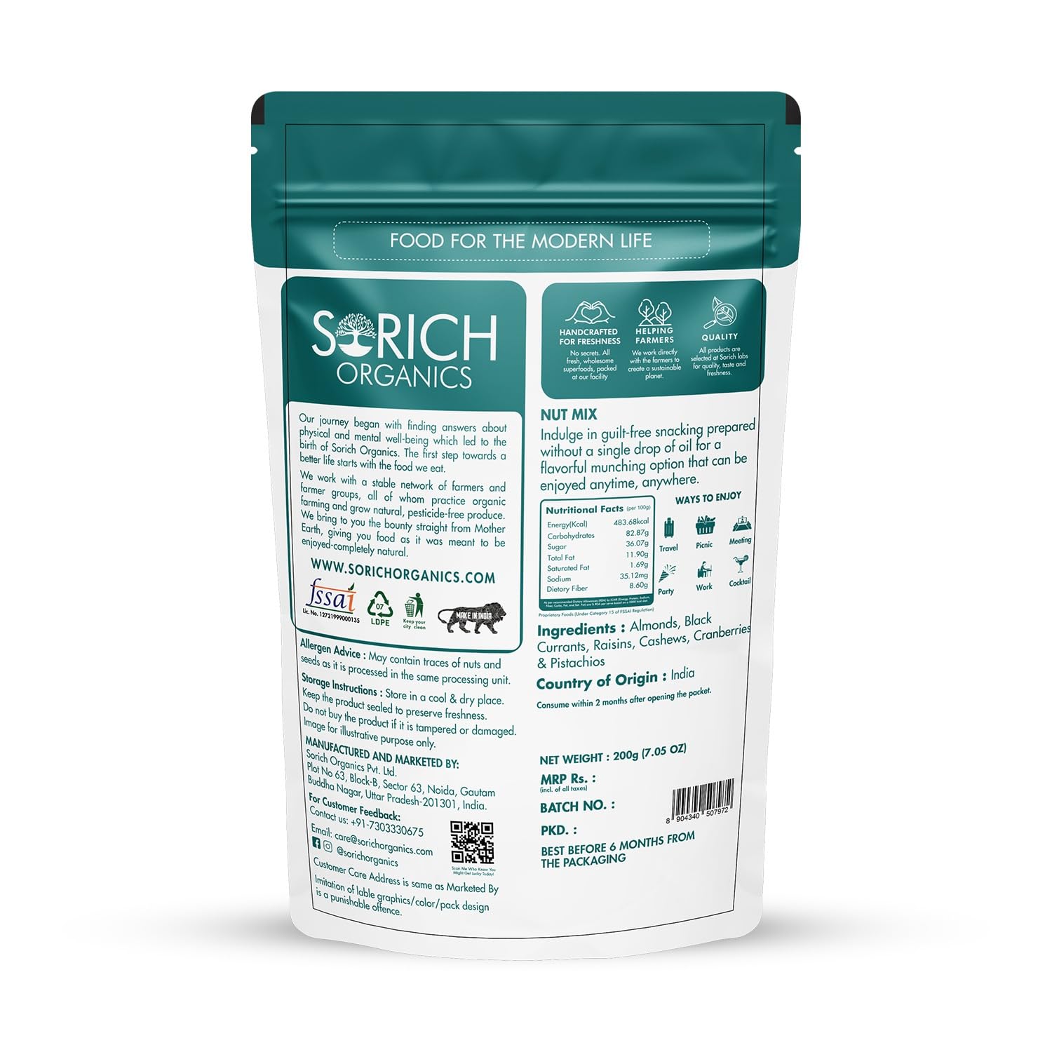 Sorich Organics 6-in-1 Seed Mix 900gm | Healthy Snacks | Mixed Seeds for Eating | Hair Growth | Immunity Booster | High Protein & Fibre | Gluten-Free Diet Food
