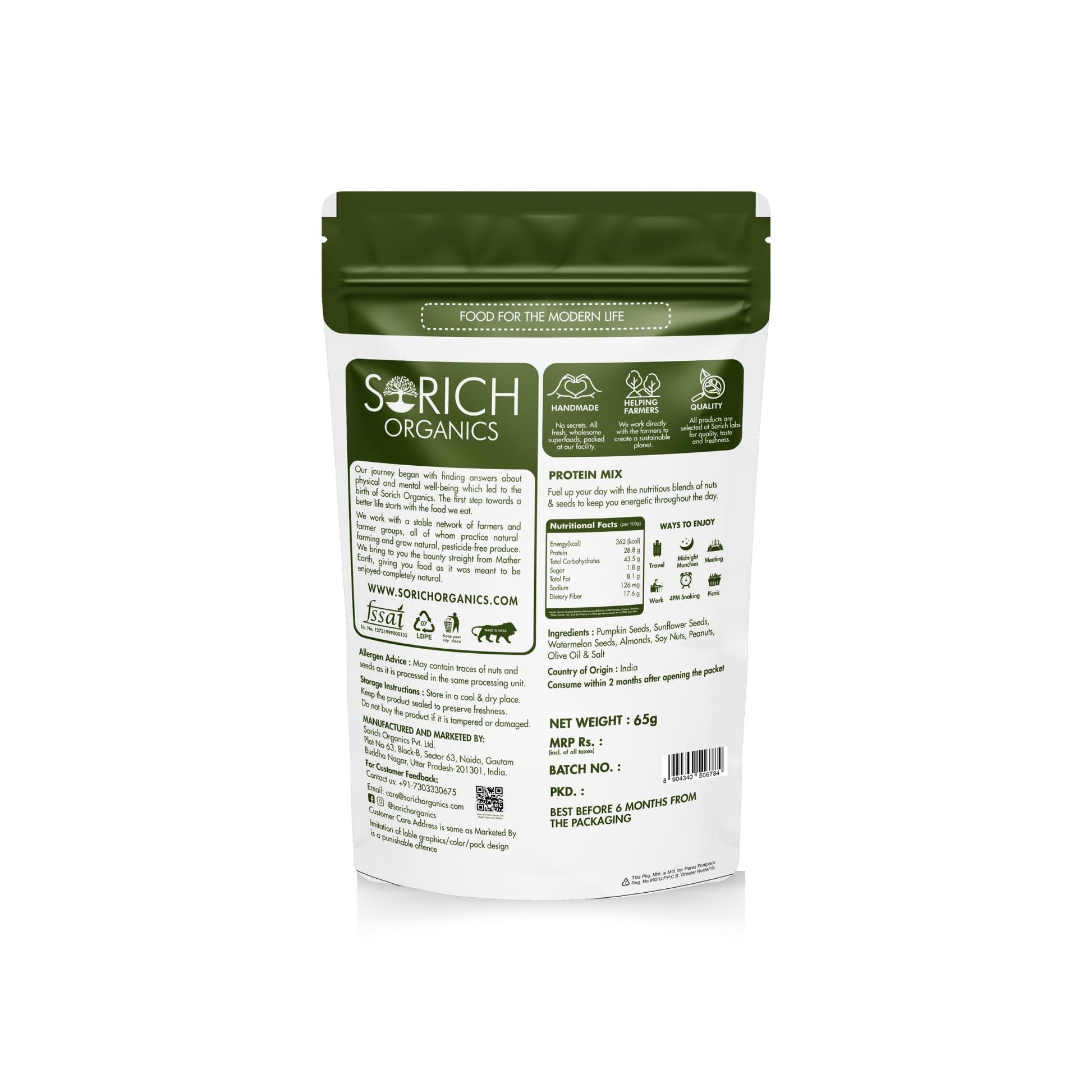 Sorich Organics 6-in-1 Seed Mix 900gm | Healthy Snacks | Mixed Seeds for Eating | Hair Growth | Immunity Booster | High Protein & Fibre | Gluten-Free Diet Food