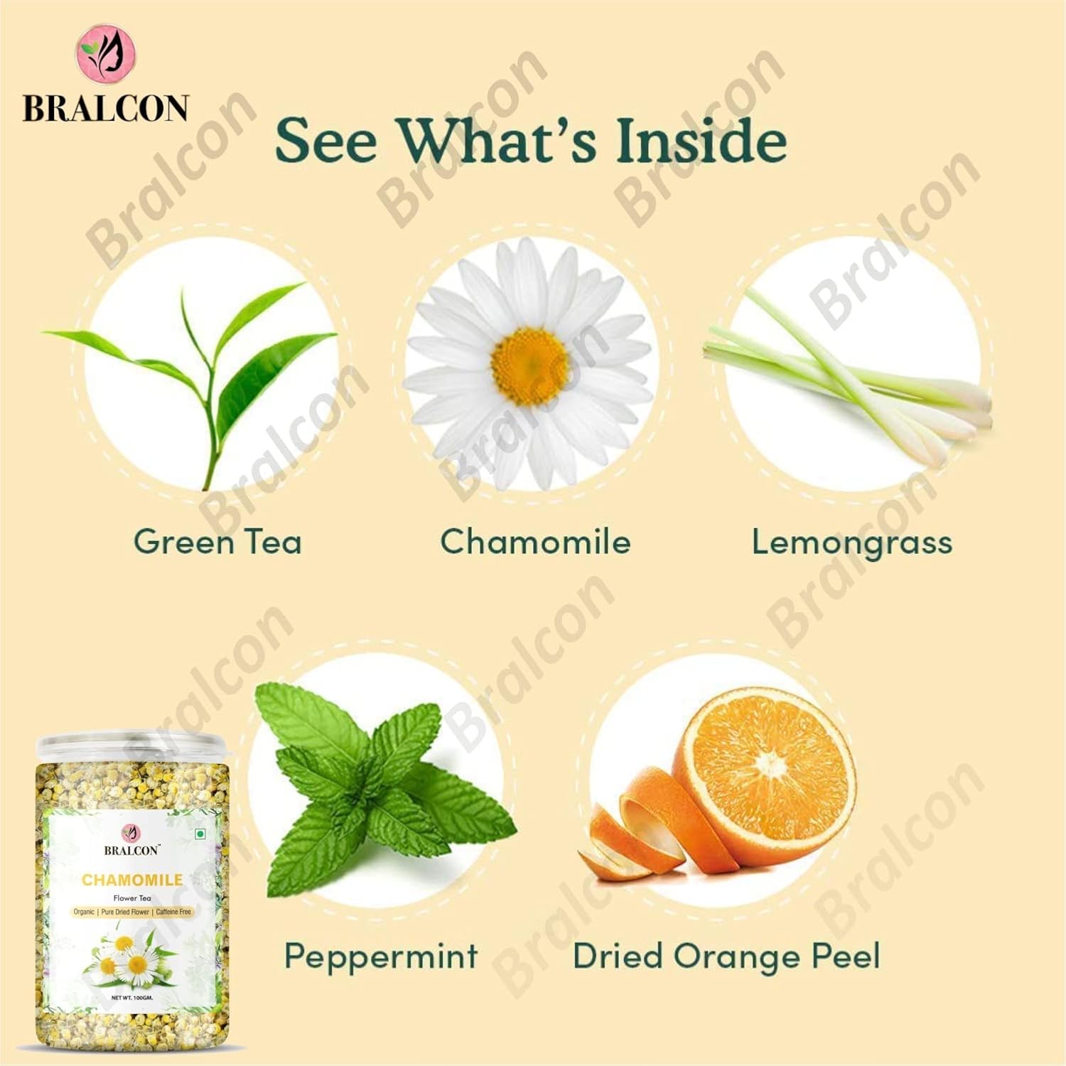 BRALCON Organic Chamomile Flower Tea - 100 Gm | Boost Immunity| Detox & Stress Relief
