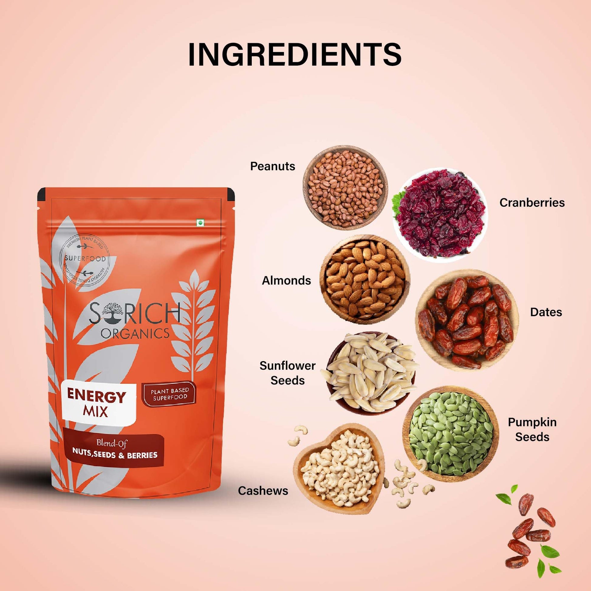Sorich Organics 6-in-1 Seed Mix 900gm | Healthy Snacks | Mixed Seeds for Eating | Hair Growth | Immunity Booster | High Protein & Fibre | Gluten-Free Diet Food