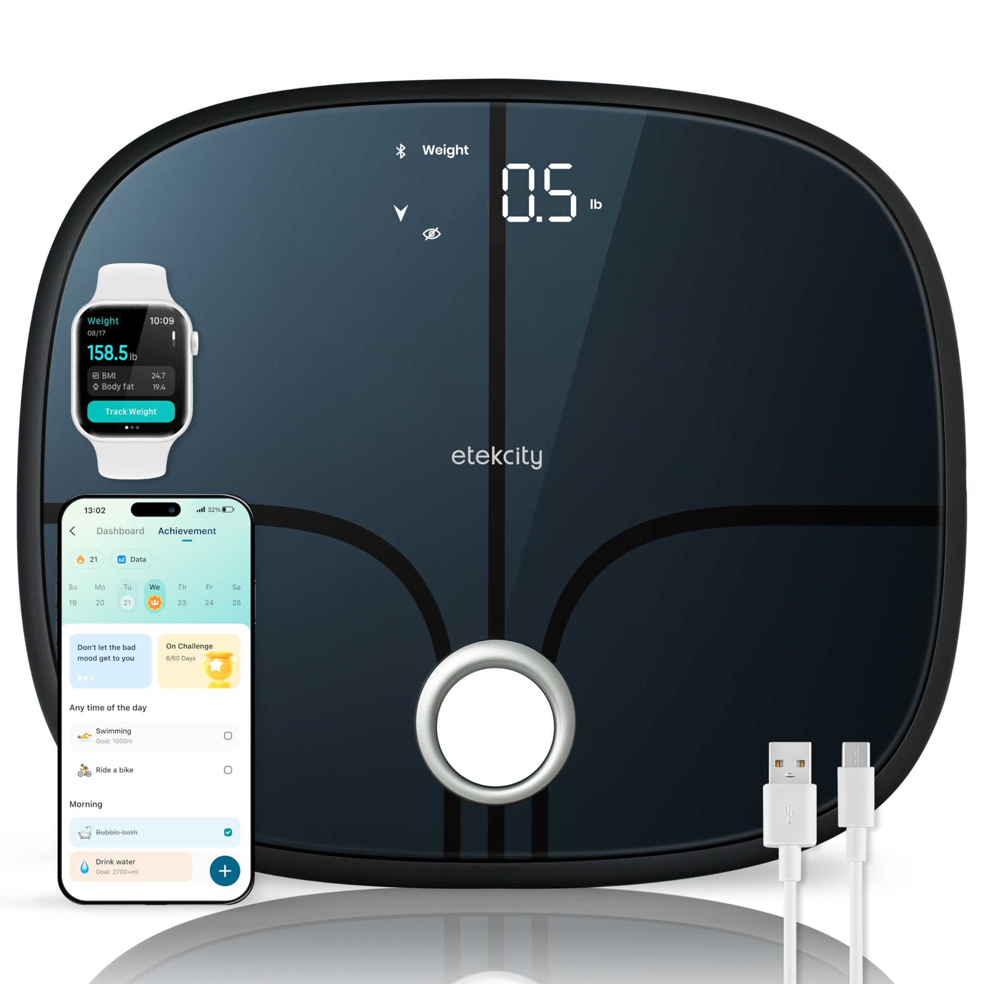 Etekcity Smart Scale for Body Weight FSA HSA Store Eligible, Bathroom Digital Weighing Scale with BMI, Body Fat, Muscle Mass, Accurate Bluetooth Home User Health Equipment Sync Apps
