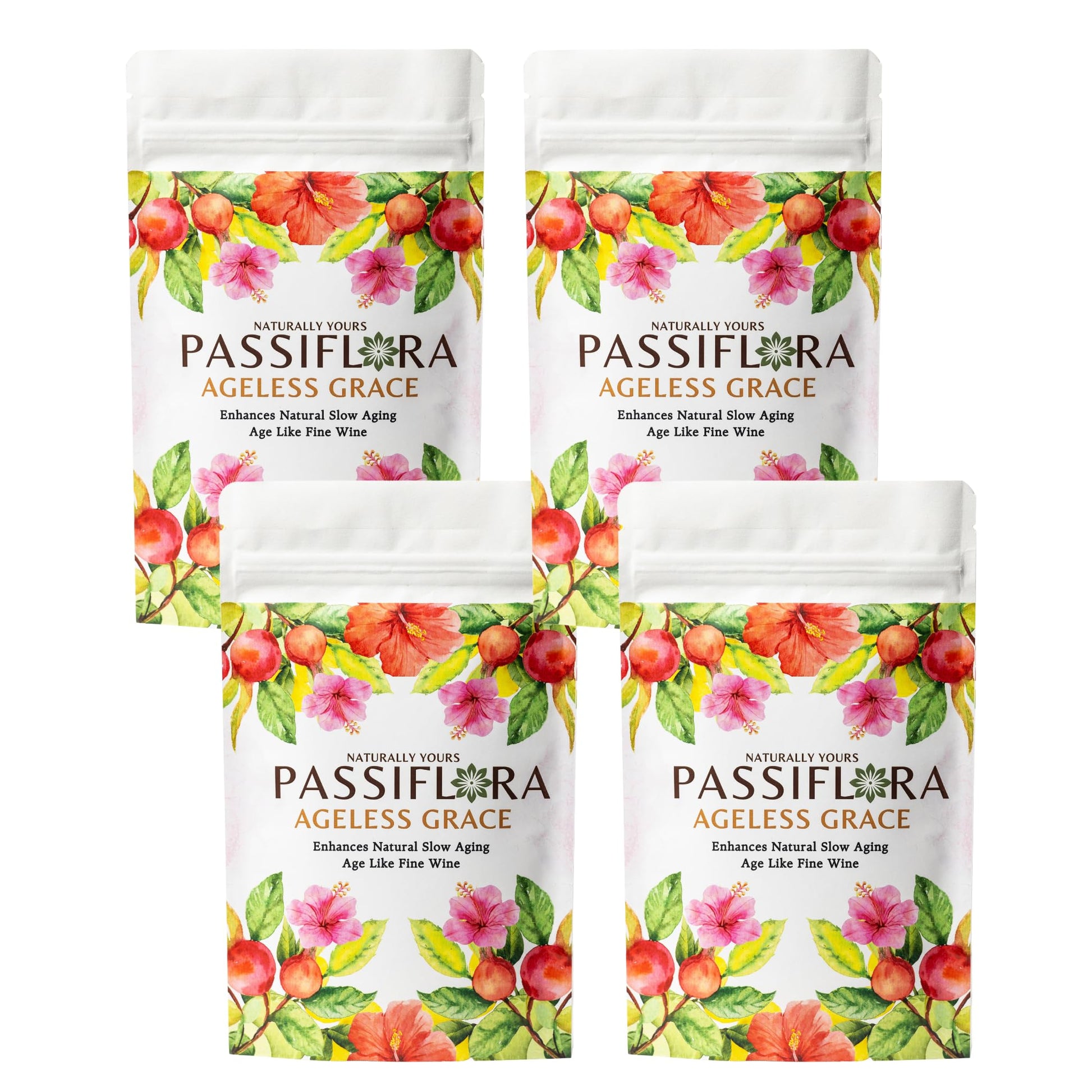 Passiflora Ageless Grace Herb Blend | 100% Natural Herbal Tea Blend for Slow Aging & Rejuvenated Skin Health | Green Tea Hibiscus Nettle Amla Rosehips | 30+ Servings