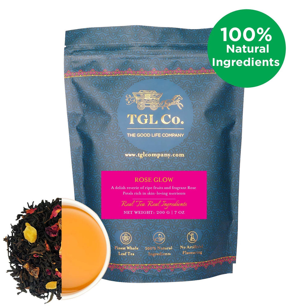 TGL Co. Rose Glow Black Tea (16 Tea Bags) | Radiant Skin & Hair | Rich in Antioxidants | Anti-Aging Benefits | Nourishes & Revitalizes | Floral & Refreshing Flavor