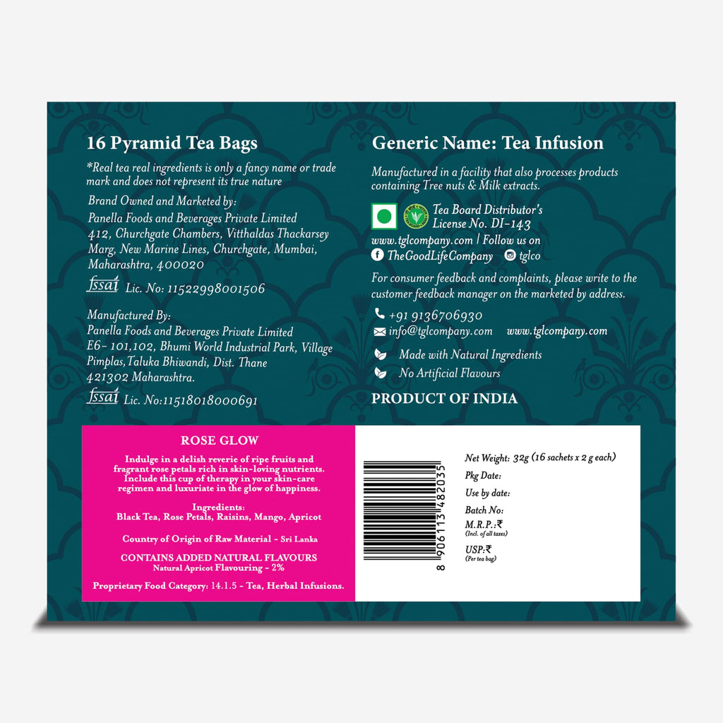 TGL Co. Rose Glow Black Tea (16 Tea Bags) | Radiant Skin & Hair | Rich in Antioxidants | Anti-Aging Benefits | Nourishes & Revitalizes | Floral & Refreshing Flavor