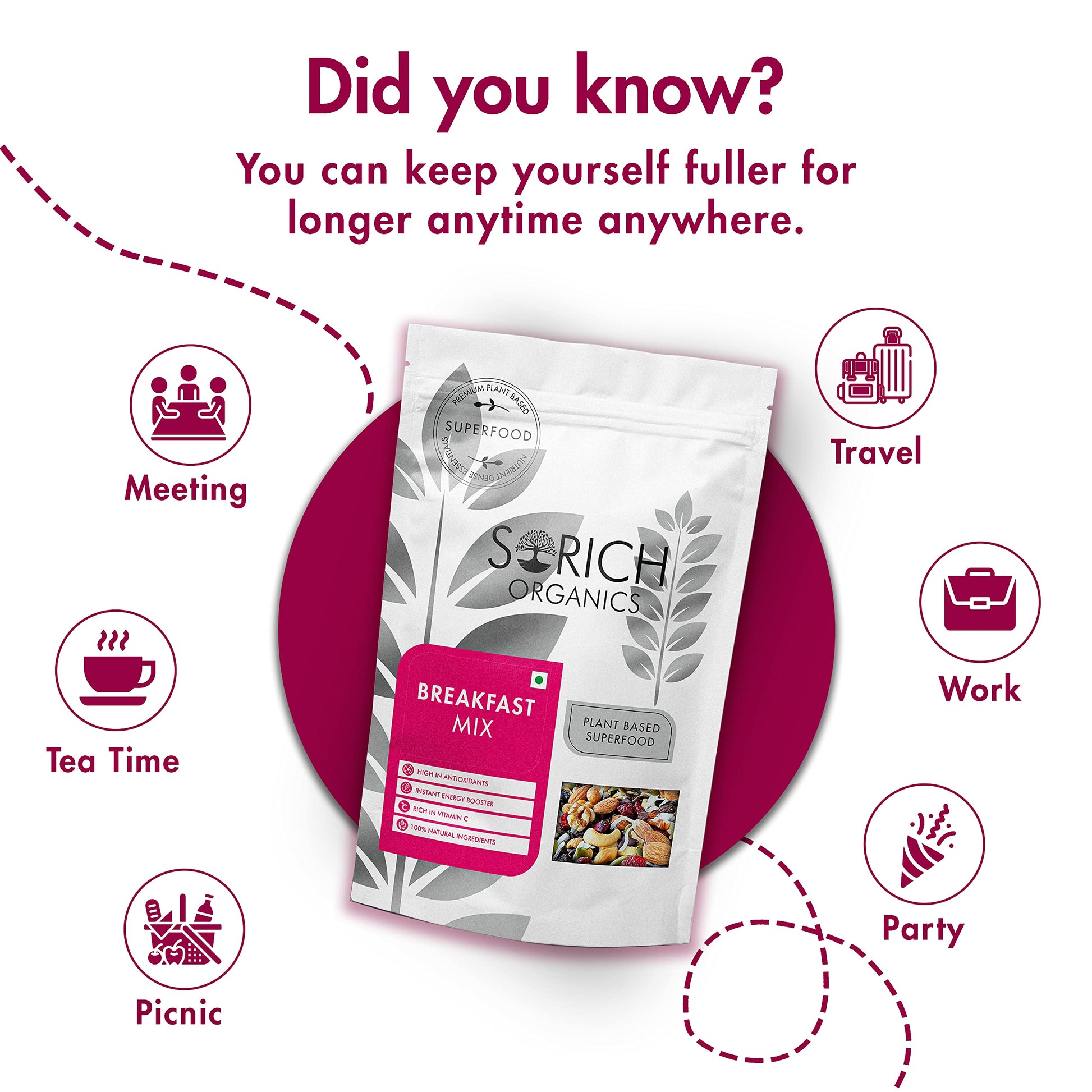 Sorich Organics 6-in-1 Seed Mix 900gm | Healthy Snacks | Mixed Seeds for Eating | Hair Growth | Immunity Booster | High Protein & Fibre | Gluten-Free Diet Food