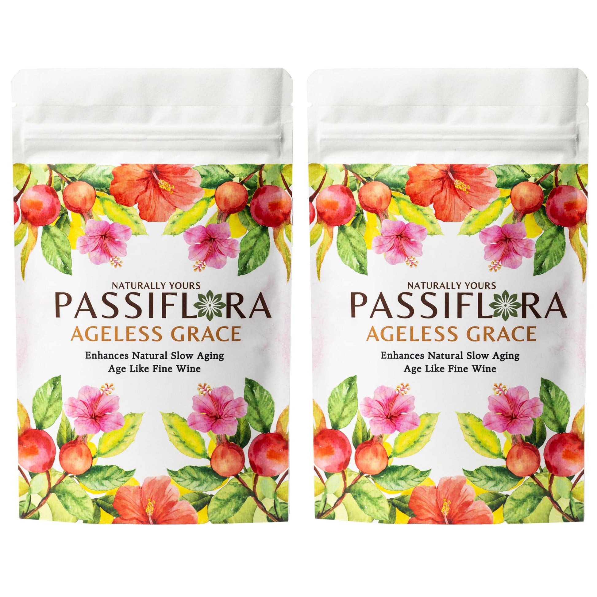 Passiflora Ageless Grace Herb Blend | 100% Natural Herbal Tea Blend for Slow Aging & Rejuvenated Skin Health | Green Tea Hibiscus Nettle Amla Rosehips | 30+ Servings