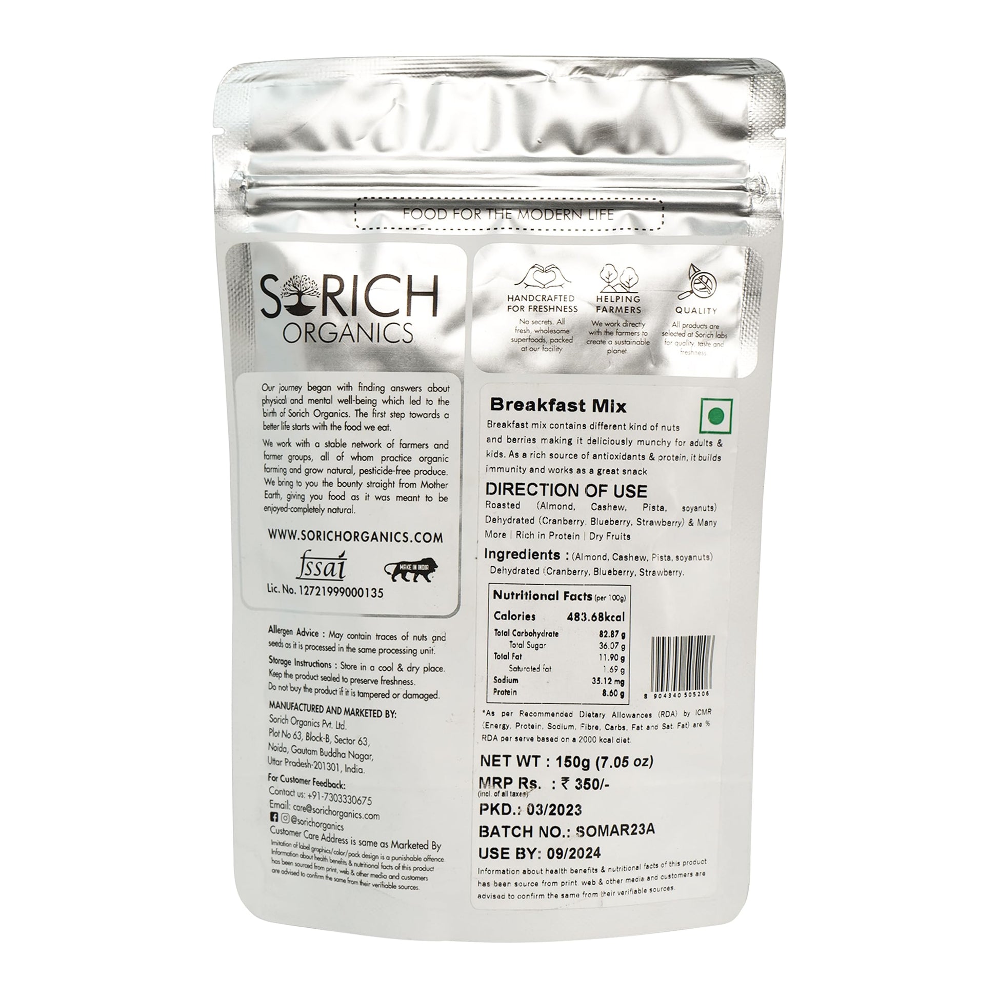 Sorich Organics 6-in-1 Seed Mix 900gm | Healthy Snacks | Mixed Seeds for Eating | Hair Growth | Immunity Booster | High Protein & Fibre | Gluten-Free Diet Food
