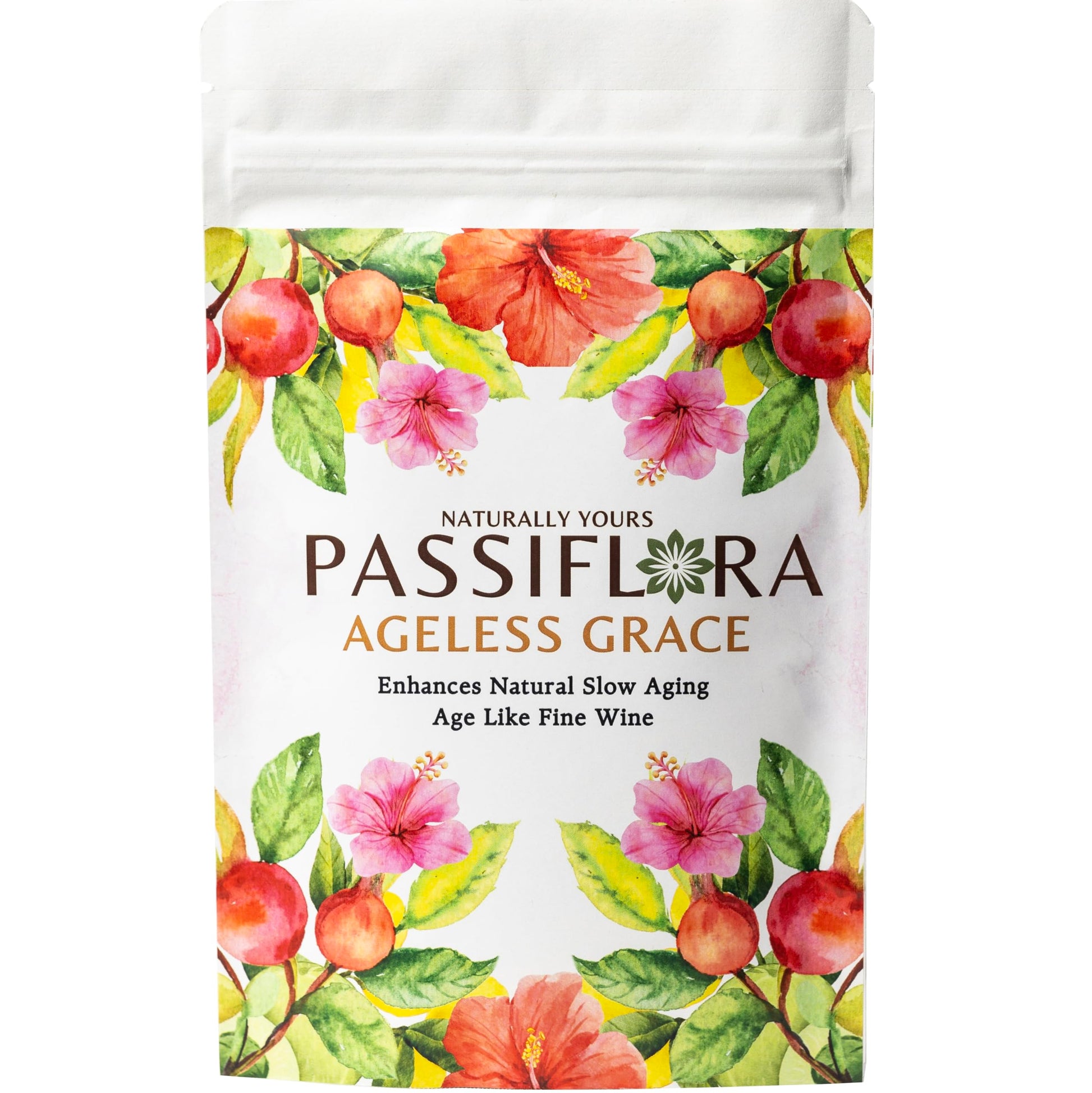 Passiflora Ageless Grace Herb Blend | 100% Natural Herbal Tea Blend for Slow Aging & Rejuvenated Skin Health | Green Tea Hibiscus Nettle Amla Rosehips | 30+ Servings