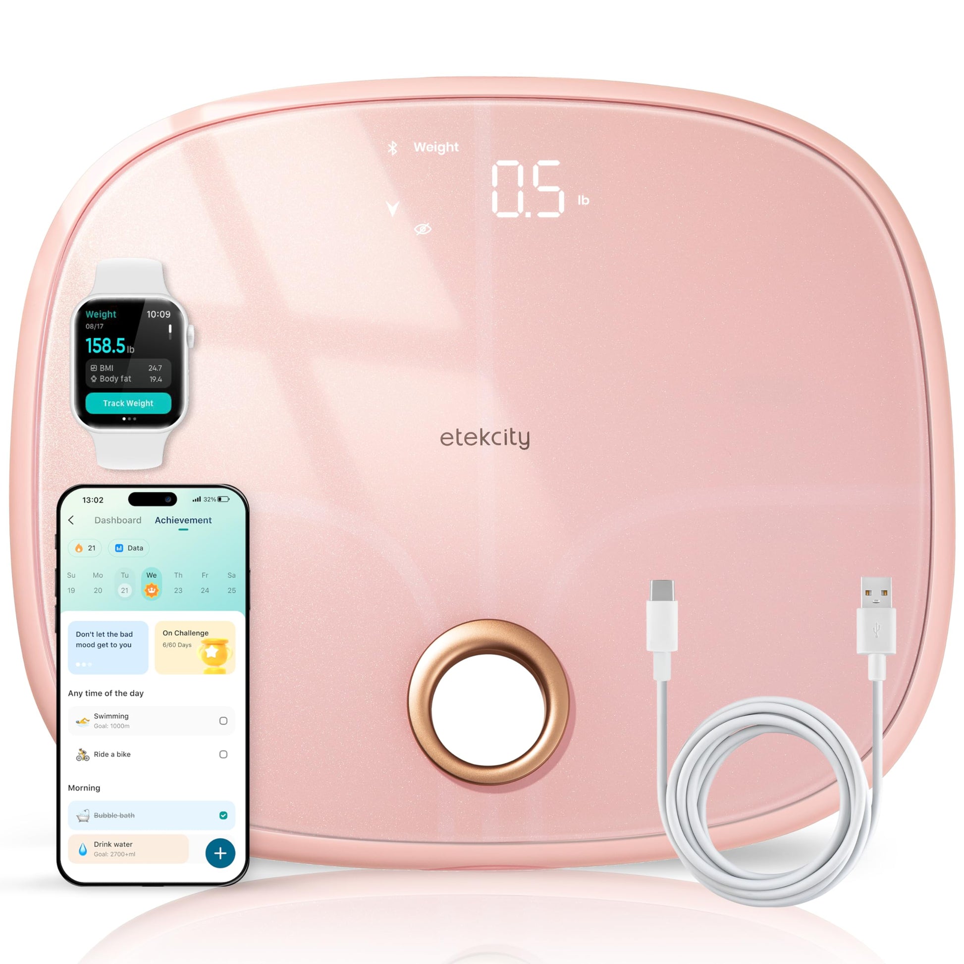 Etekcity Smart Scale for Body Weight FSA HSA Store Eligible, Bathroom Digital Weighing Scale with BMI, Body Fat, Muscle Mass, Accurate Bluetooth Home User Health Equipment Sync Apps